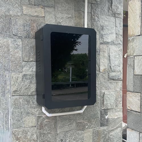 Borne de Recharge Couvercle de Borne de Recharge pour Véhicules Électriques avec Verrou Mural pour Garage, Boîtier de Recharge Extérieur Compact pour Véhicules Électriques(Black)