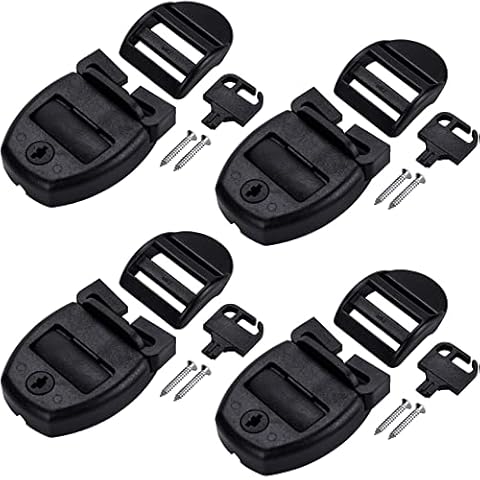 OIIKI 4 Sets Spa Hot Tub Cover Clips, Hot Tub Cover Broken Latch Repair Kit- Replacement 4 Latches Clip Locks, 4 Slides, 4 Keys with 8 Screws, Hardware Accessories for Spa Cover Straps (Black) Cover