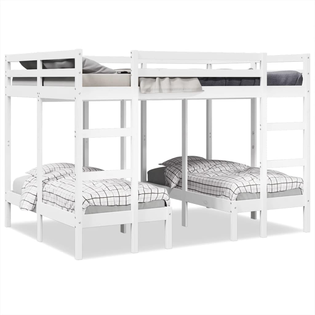 Beds & Accessories,Beds & Bed Frames,Triple Bunk Bed Frame White 140x200/70x140 cm Solid Wood Pine