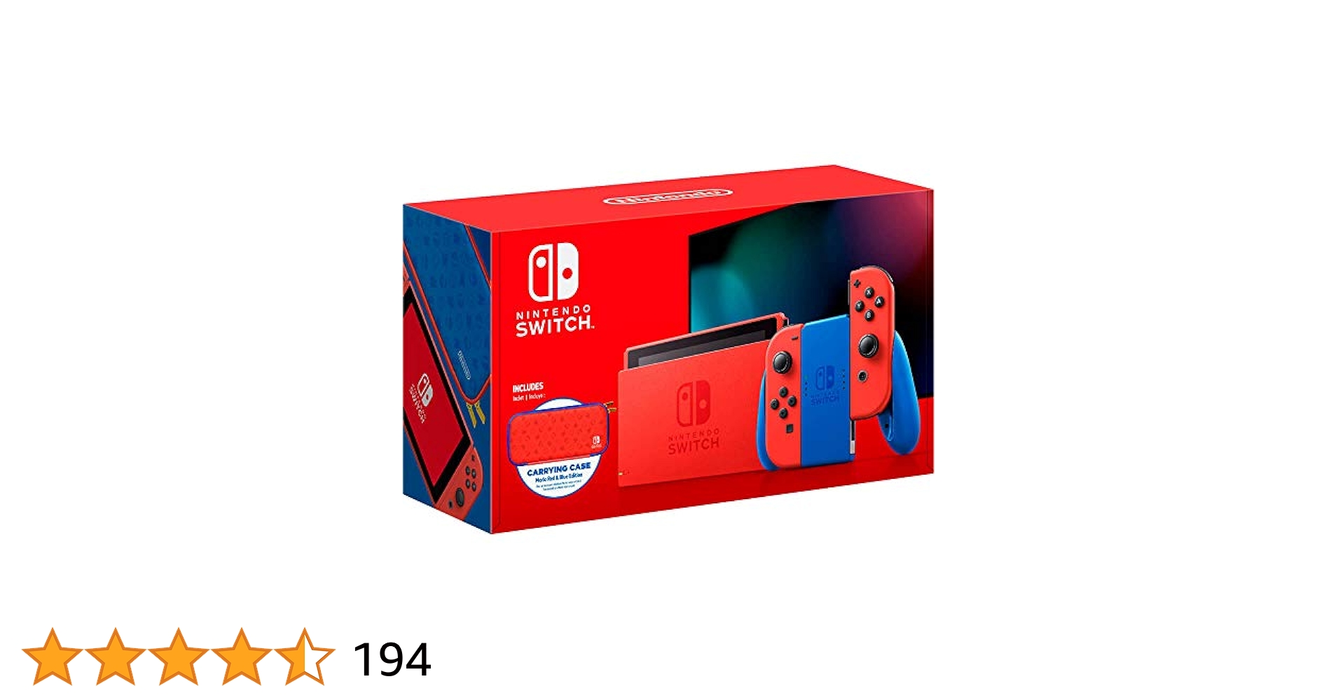 Vibrant, iconic Nintendo Switch, MARIO RED and BLUE EDITION.