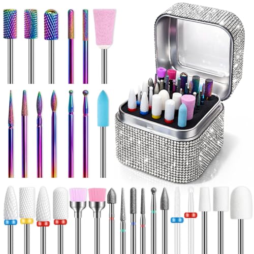 Rolokit 30PCS Nail Drill Bits Set with Holder Case