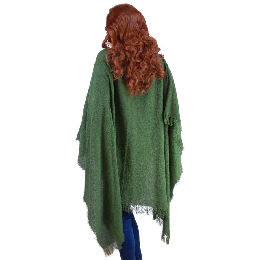 Biddy Murphy Irish Warm & Soft Lambswool Pashmina Shawl & Wrap for Women, Solid Kelly Green