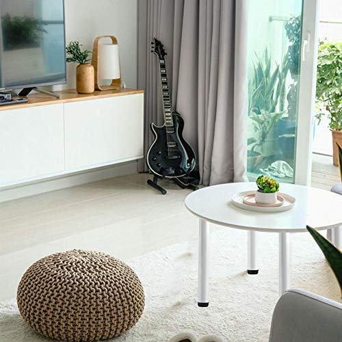 Image of QLLY 16 Inch Adjustable Metal Coffee Table Legs, Heavy Duty Round Furniture Legs with 1 inch Leveling Feet for Ottoman, Bench, End Table and Sofa Replacement, Set of 4 (White)