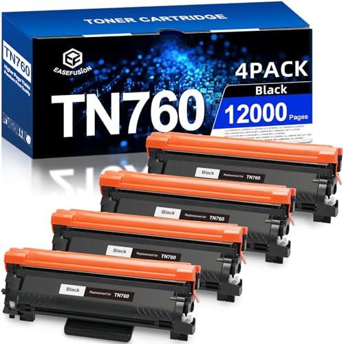 Image of TN760 Toner for Brother Printer Compatible for Brother TN-760 TN730 TN-730 Toner Cartridges to Use with MFC-L2710DW MFC-L2750DW HL-L2350DW HL-L2370DW HL-L2395DW L2390DW DCP-L2550DW (TN760 4 Pack)
