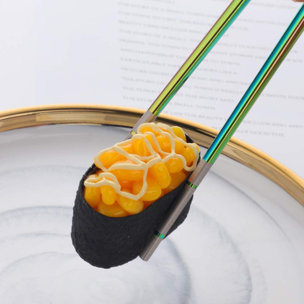 Do Buy Roestvrijstalen eetstokjes, zwart, 5 paar, metaal, sushi-stokjes, Japanse Koreaans, roestvrij staal, 23,4 cm lengte, vaatwasmachinebestendig, goed cadeau voor Kerstmis / verjaardag