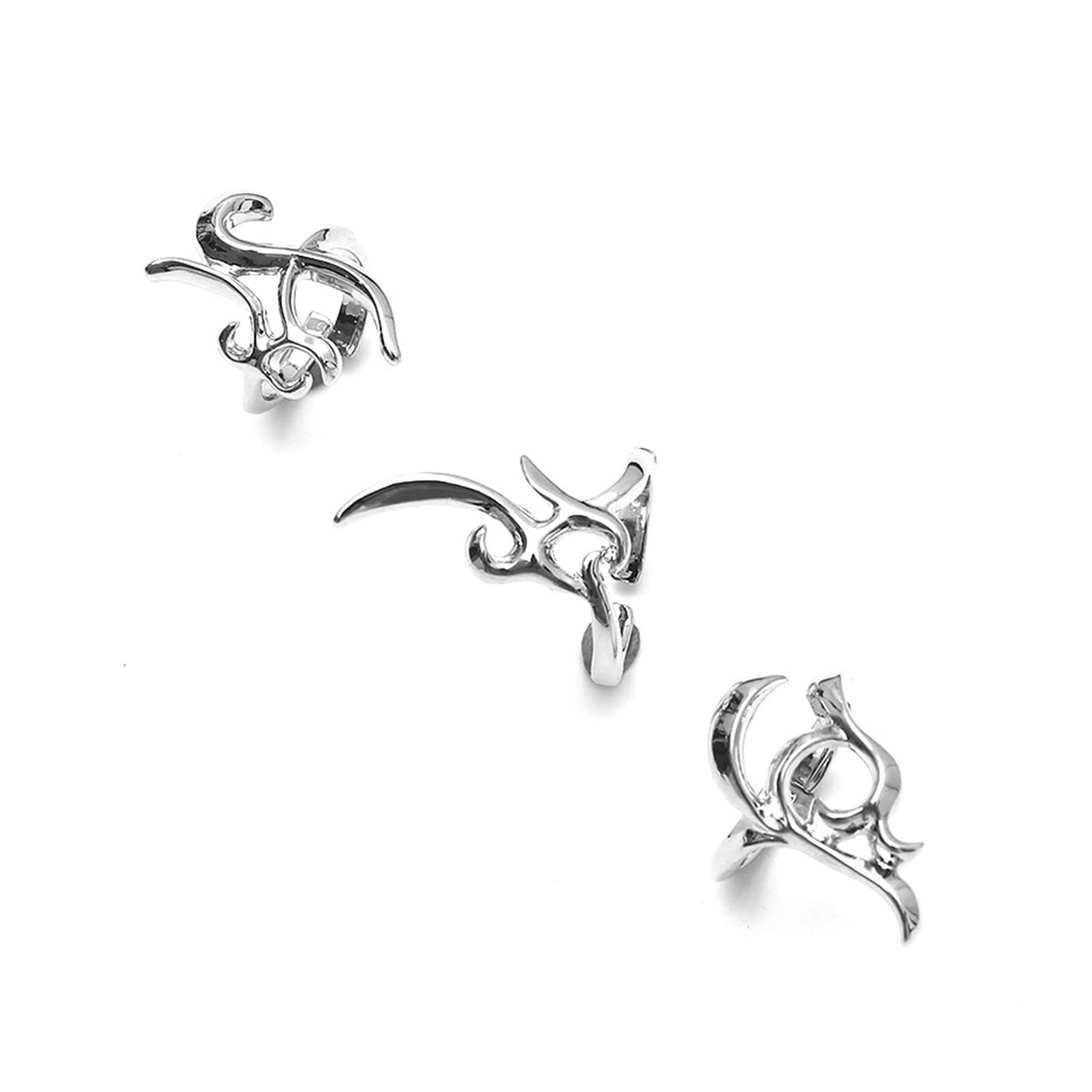 Maxtonser 3 Pieces/set Punk Exaggerate Irregular Opening Daily Fingertip Protective Rings Sets for Women Party Jewelry