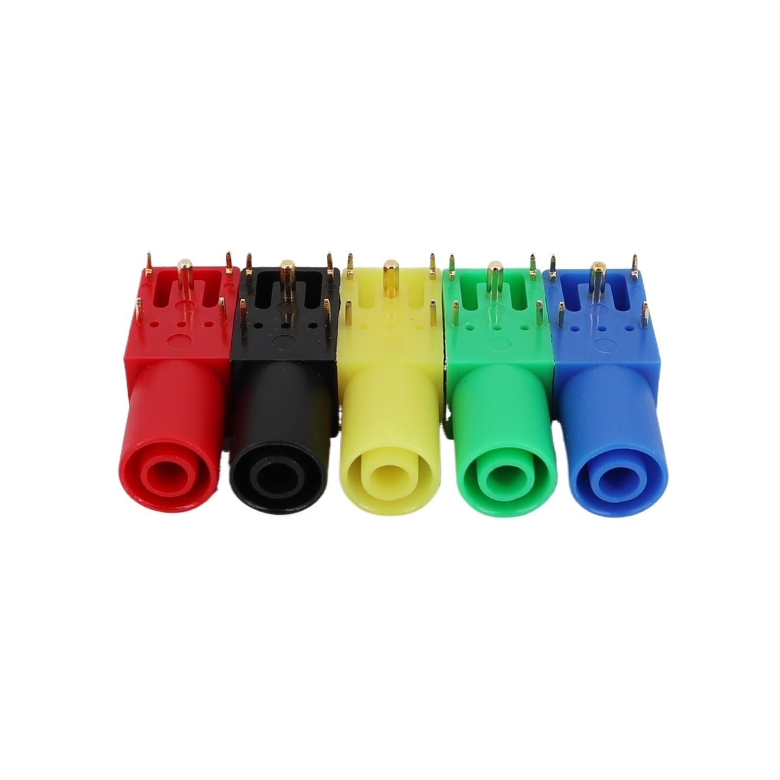 5 connettori a presa jack femmina a banana da 4 mm placcati in oro con montaggio ad angolo retto (5 pezzi rosso)