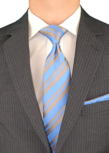 Salvatore Exte Men's Modern Two Button 2 piece Suit Jacket with Pant Striped4