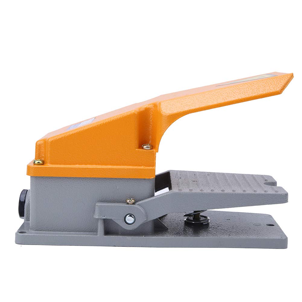 Joyzan Interruptor Pedal Pie Industrial, Aleación Aluminio Resistente Aceite Encendido Apagado Protector Antideslizante Momentáneo Carcasa Eléctrica Jog Power Foot Punch Machine Control Máquina