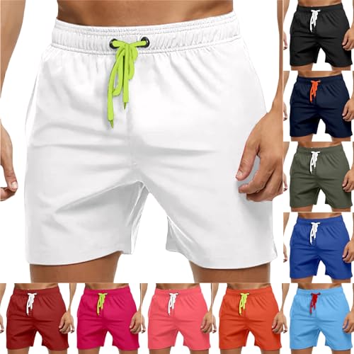 Men's Swim Trunks Waterproof Quick Dry Shorts Elastic Waist Beach Short Summer Solid Color Drawstring Pant for Couple4
