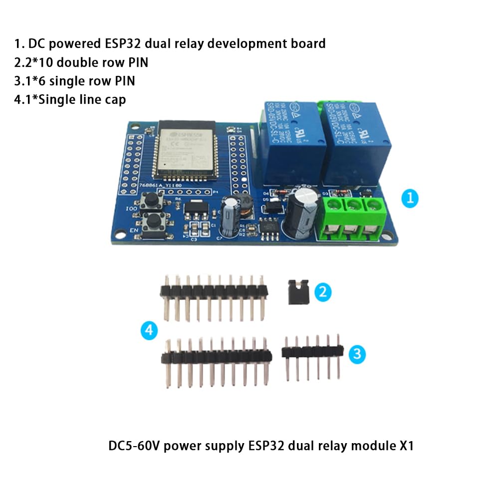 ESP32-WROOM WiFi AC 250V / DC 30V Modulo relè a doppio canale Scheda di sviluppo wireless for casa intelligente