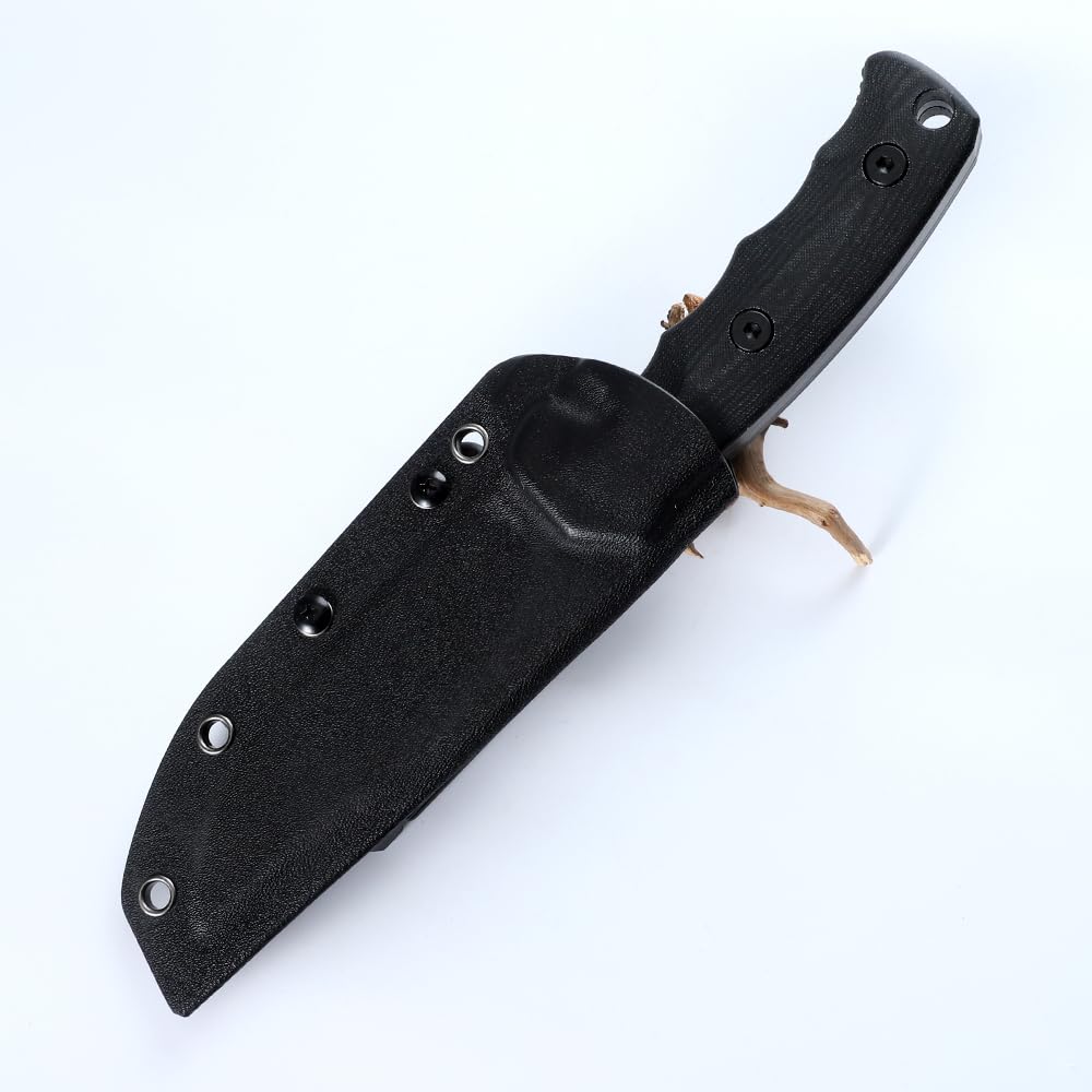 JEABROTHER Kydex Mantel Tactical Fixed Blade Messer, Alle Tang DC53 Stahl Jagdmesser Leinen Griff EDC Messer