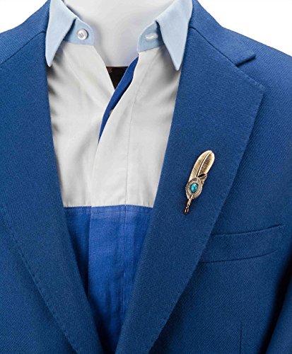 Knighthood Golden Feather with Blue Stone Detailing Lapel Pin/Brooch Golden2