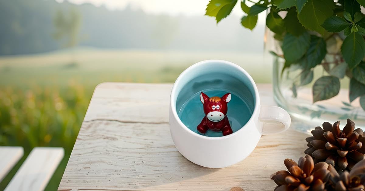 Biigming Tazza Cavallo Tazza Animal 3D in Ceramica 350ml Tazzine da caffè Mug con Figurine Animati Regalo per Natale, Compleanno, Amici, Familiari o Bambini(Cavallo)
