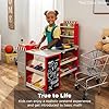 Best Choice Products Pretend Play Grocery Store Wooden Supermarket Toy Set for Kids w/Play Food, Chalkboard, Cash Register, Working Conveyor - Natural #5