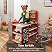 Best Choice Products Pretend Play Grocery Store Wooden Supermarket Toy Set for Kids w/Play Food, Chalkboard, Cash Register, Working Conveyor - Natural