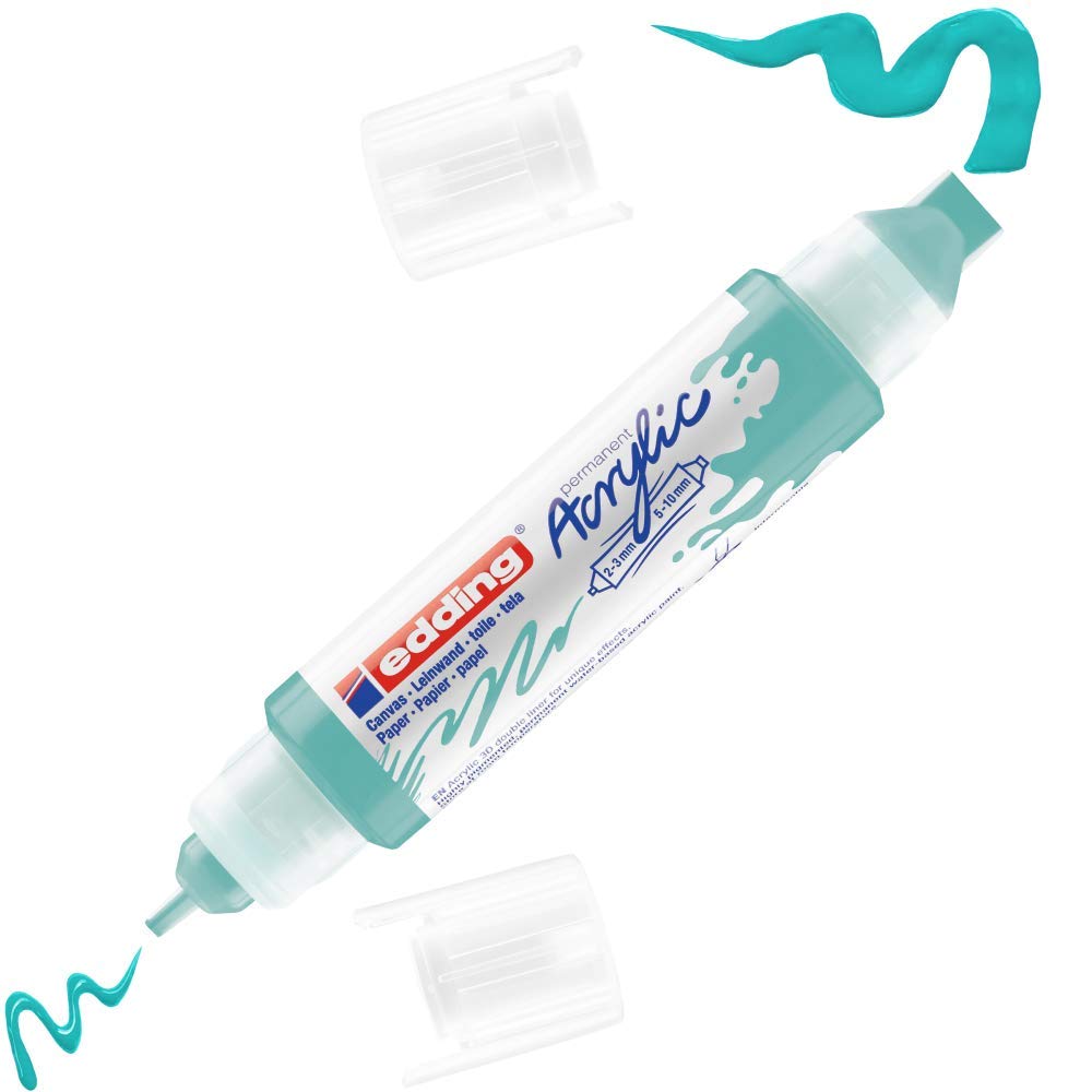 edding 5400 acrylic 3D double liner - turquoise - 1 acrylic colour tube - 2 nozzles 2-3,5-10mm - acrylic paints for canvas, painting boards and wood - waterproof acrylics in artist-quality colours โ image 1