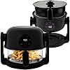 Aria 10 Qt Dual Air Fryer with 2 Baskets, Smart Sync Dual Air Fryers, Easy Clean Dishwasher Safe Double Basket, Large Sized for Family Meals, XL Touchscreen Display, 8 Meal Presets, Black