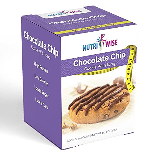 NutriWise - Chocolate Chip Protein Diet Cookies | 7/Box | Low Calorie, Low Carb, Low Fat, Low Sugar