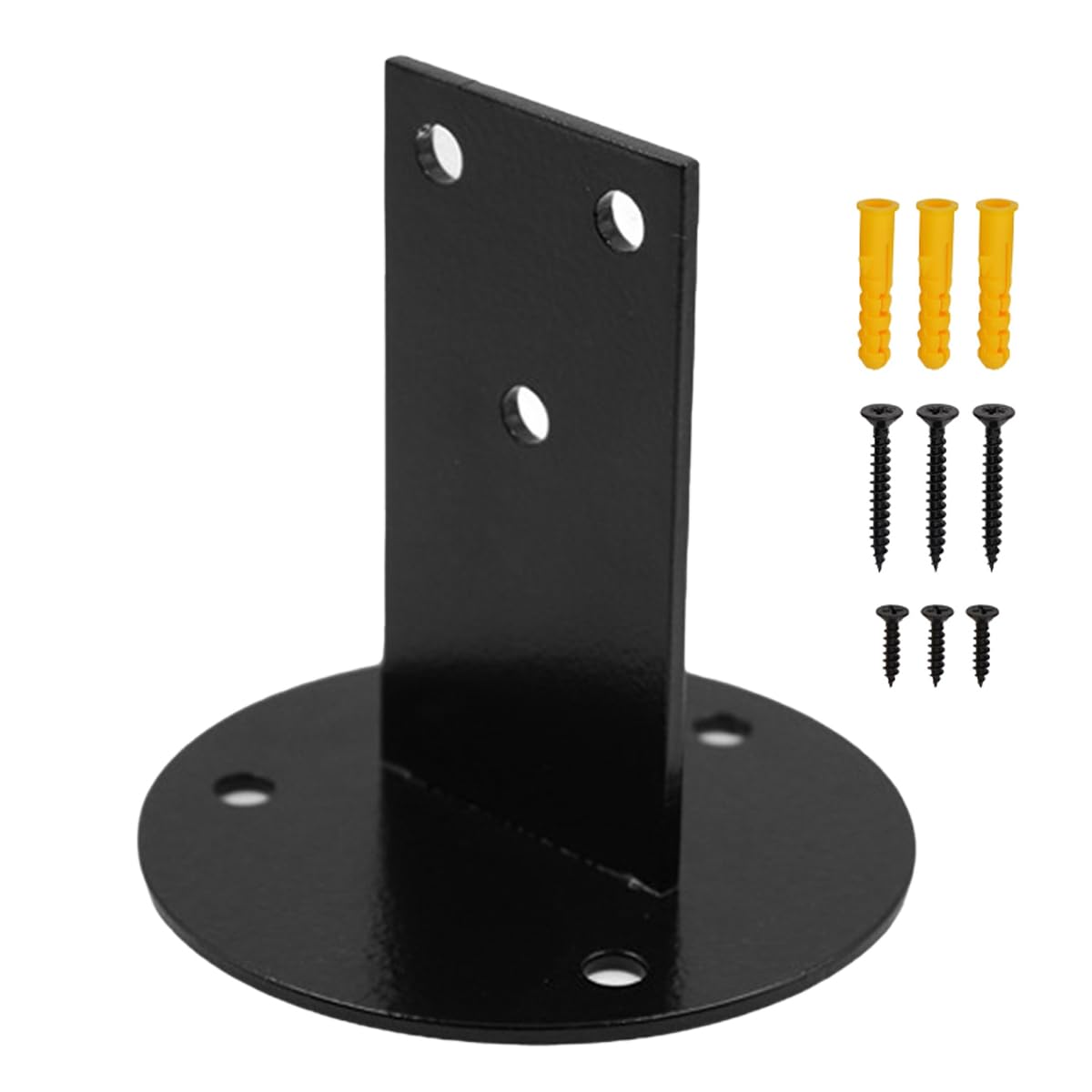 Enwye 2 Pcs Straight Stainless Steel Stair Handrail Bracket Wall Mounted Black Metal Railing Wood Handrail Flat Base Holder For Indoor Outdoor Use - Image 2