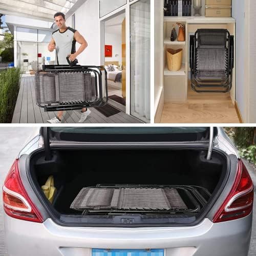 Sun Loungers Set Of 2 For Garden Folding Sun Loungers Recliners Garden Chairs Beach Patio Camping Outdoor Indoor 135KG Capacity With Headrest Transport Handle Drink Holders