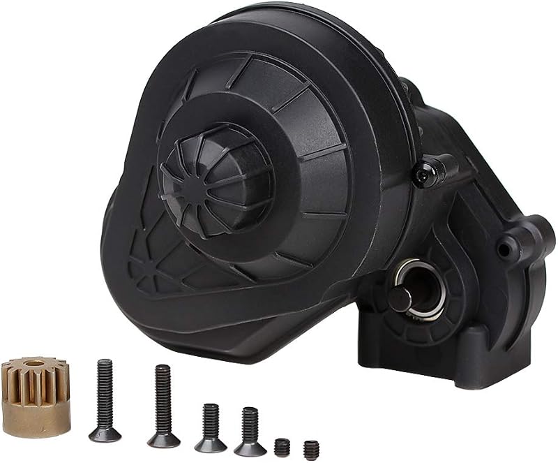 INJORA Transmisión de caja de cambios completa negra para 1/10 Axial SCX10 II 90046