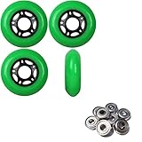 Player's Choice Outdoor Inline Skate Wheels 89a 4-Pack - Choose Size, Color, and Bearings (Green, 80mm 4-pk, ABEC 9 Bearings)