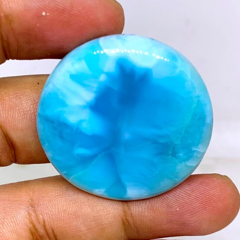 Larimar naturel d'exception cabochon de collection pour haute bijouterie - 2