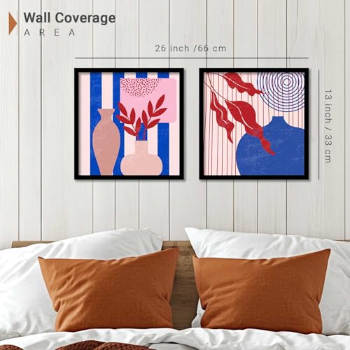 Image of HOTHOUSE Boho wall frames posters for room office | Poster with frame wall decoration items Wall Decor Digital Reprint engineered wood Set of 2 (13X13 inch)