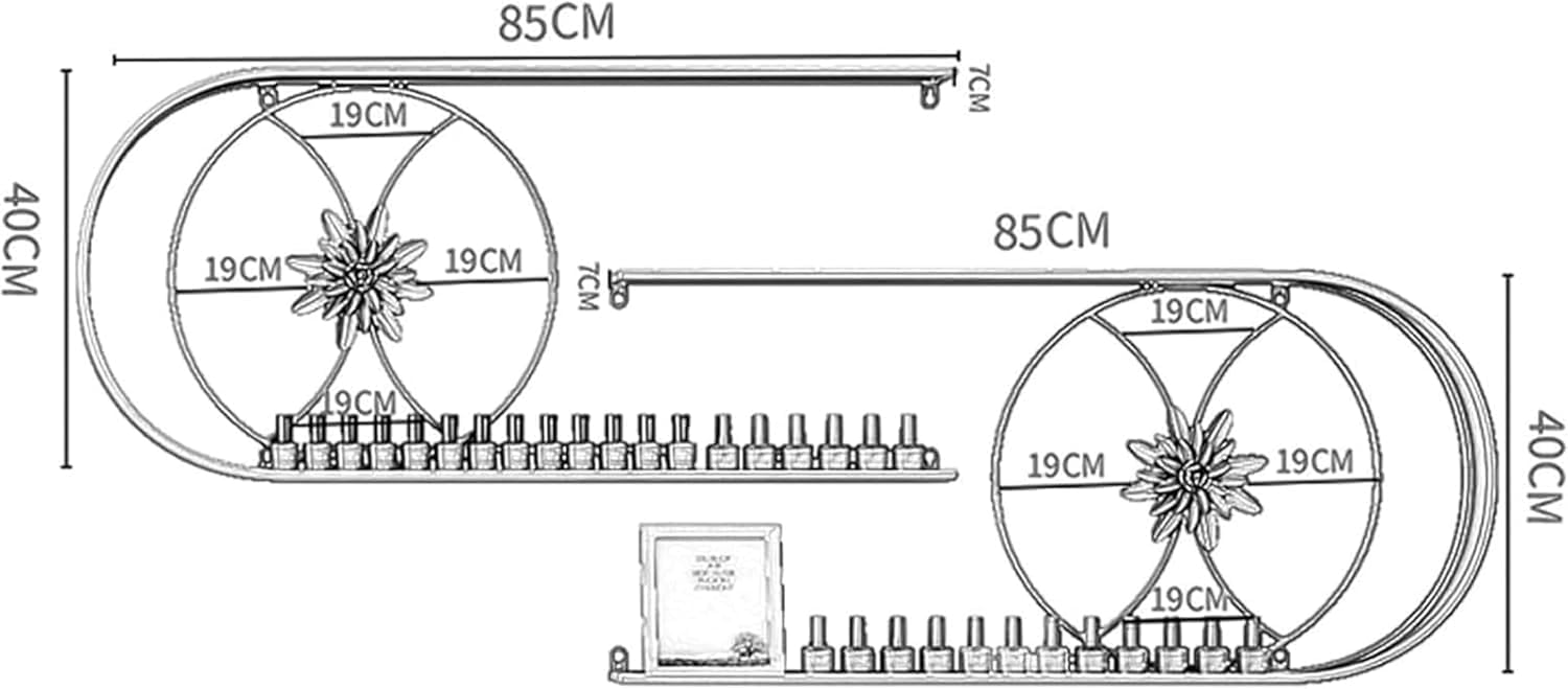 Scaffali per Smalti per Unghie Montati Parete, Scaffale in metallo montato a parete, supporto multifunzionale for oli essenziali, supporto for espositore da parete for salone di bellezza domestico(Whi