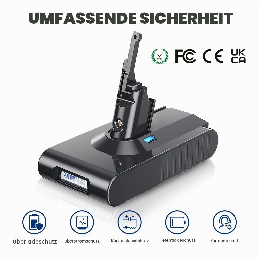 8000mAh/8.0Ah Ersatzakku für Dyson V8 Akku Li-Ionen Batterie für Dyson V8 Animal Absolute Fluffy Motorhead Vakuum Handstaubsauger