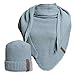Produktbild Hilltop 2-teiliges Unisex Winterset, Damen Mütze und Schal, Herren Mütze mit Strickschal, XXL Dreiecksschal mit Strickmütze, Geschenk für Frauen und Männer, Farbe:Stone