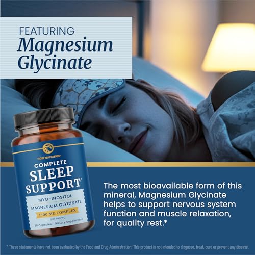 Image of Complete Sleep Support | Myo Inositol + Magnesium Glycinate | Restful Sleep & Relaxation Support | 1100MG Complex | Melatonin-Free, Non-GMO | Inositol Supplement with Magnesium-Glycinate | 60 Ct