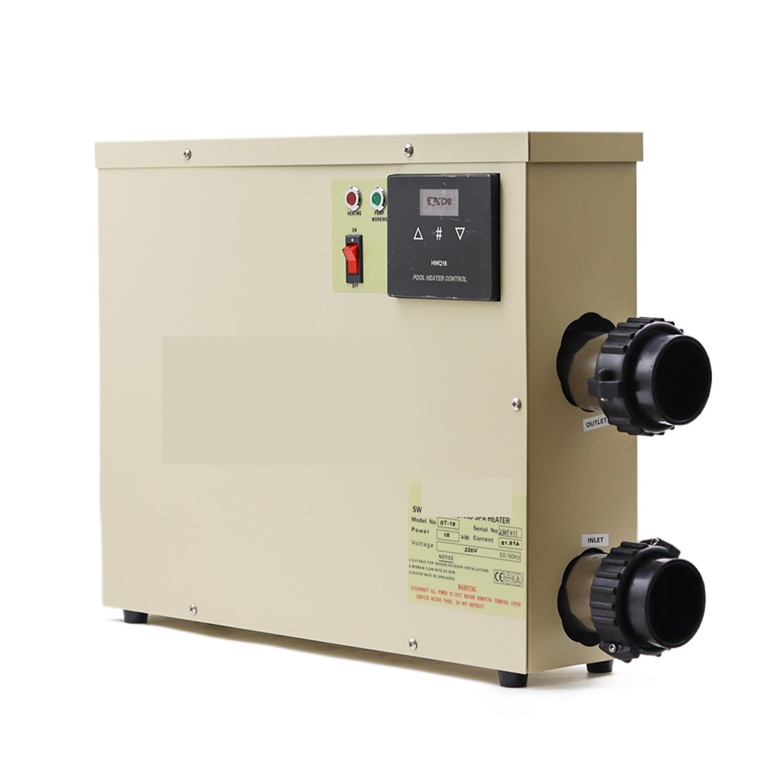 Calentador Piscina, Calentador de agua de 18kw for piscina y termostato de bañera, pantalla táctil impermeable(220)