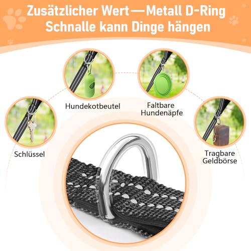 X XBEN Robuste & Leichte Schleppleine 10M für Hunde, Schleppleine mit Bequemen Handschlaufe, Reflektierend Hundeleine mit Metallhaken, Lange Trainingsleine Laufleine für Kleine Mittlere Große Hunde