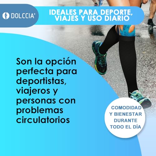 DOLCCIA - Medias de compresión para mujeres y hombres, Calcetines ortopédicos de compresión altos, Alivia dolor e hinchazón piernas, Aumenta la circulación y evita coágulos, Mejora las varices (S/M) - imagen 9