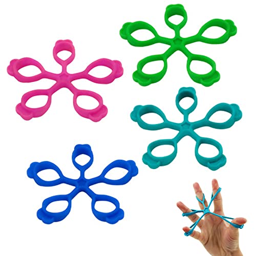 Set 4 Extensor Dedo Ejercitador de dedos Estiradores de Dedos Ejercitador de Estiramiento de Dedos Bandas de resistencia de la mano Para Escalada en Roca, Entrenamiento de Dedos de Guitarra