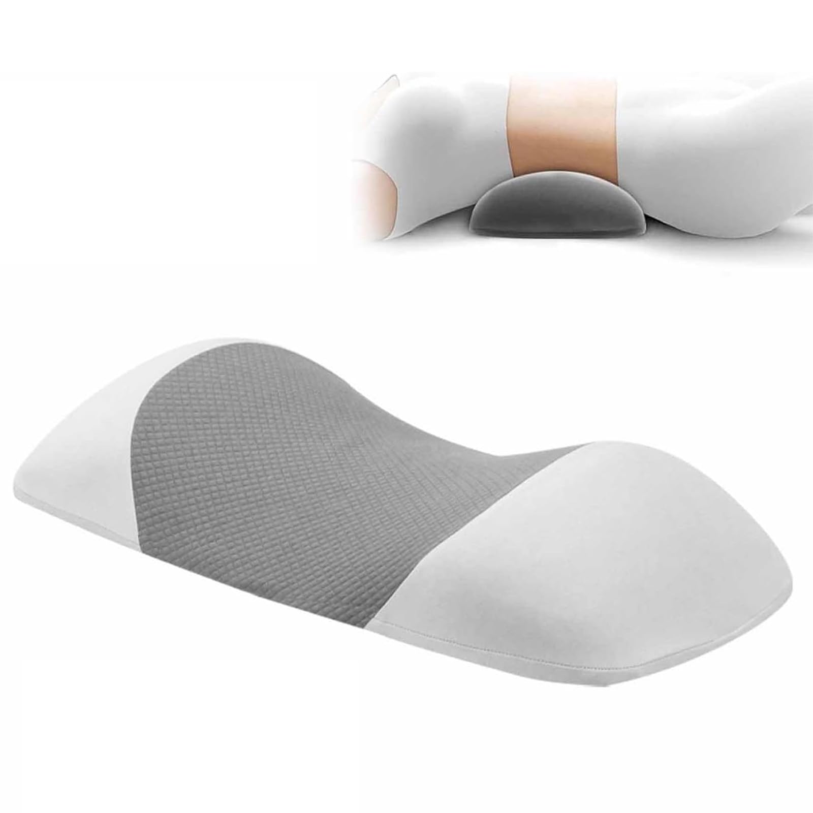Alignex Pro Sciatica Pillow, Memory Foam Lumbar Support for Sleep (Grey)