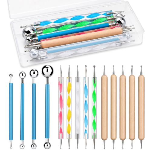 LOKUNN 14 Pcs Dotting Tools Embossing Tool Dotting Tools Set Rock Painting