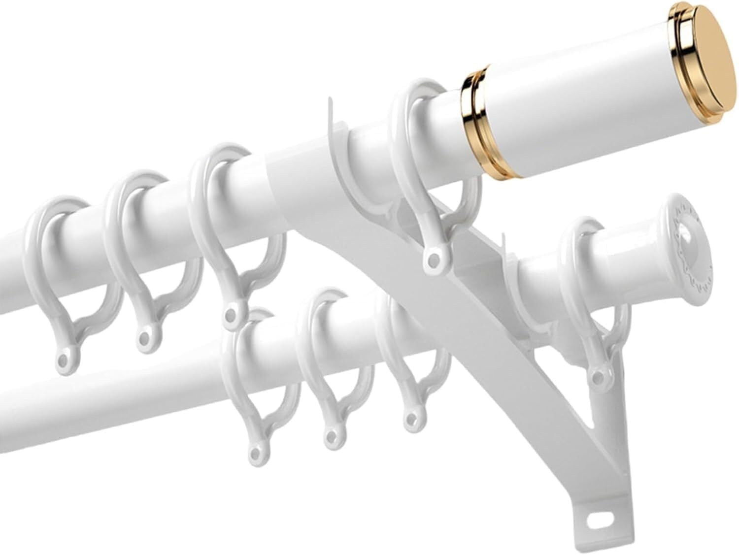 Adjustable Double Window Curtain Rod with End Caps Blackout Rods Silent Side Mount Track Room Divider for Living Decor.