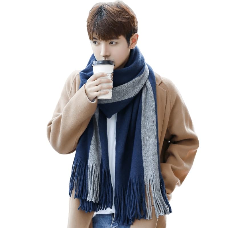 Alexvyan Fashions Two Color Pattern (Black & Grey) Extra Soft MicroFibre Cashmere Mufflers Cum Scarves Cum Stoles Woolen Men and Women Casual Scarf Soft and Warm Muffler