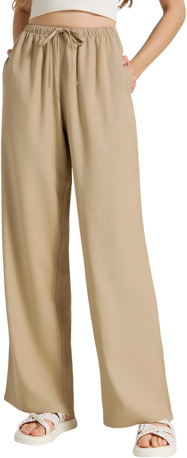 Tall Women Linen Pants 32"/34"/36" Inseam Summer Casual Wide Leg Pants for Tall Ladies