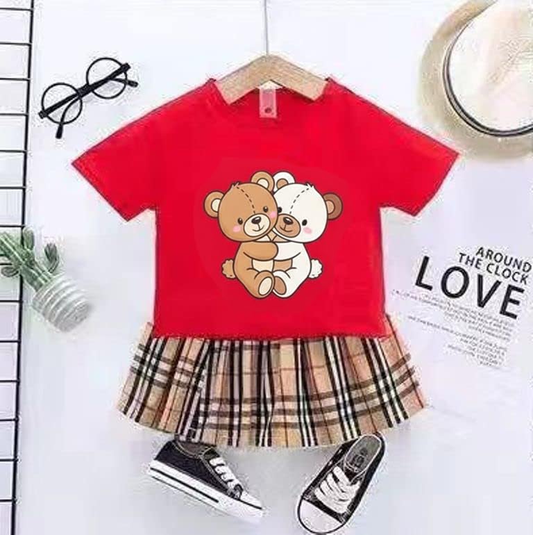 Image of Bold N Elegant Girls Cotton Cute Girly Vibes Cartoon Printed Short Sleeve T-Shirt Top & Shorts Summer Casual Clothing Set