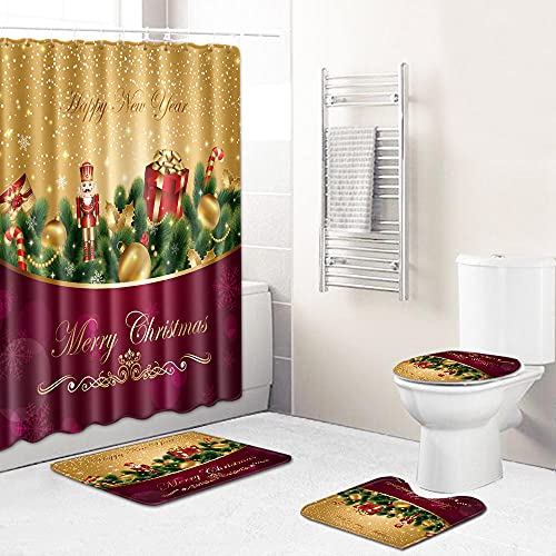ZQMHCY Tapis de Bain Vert Fushia Doré Tapis de Salle de Bain Ensemble 3 Pièces, 1 Tapis de Bain Antiderapant Absorption d'eau(45x75)+1 Doux Type U Tapis+1...