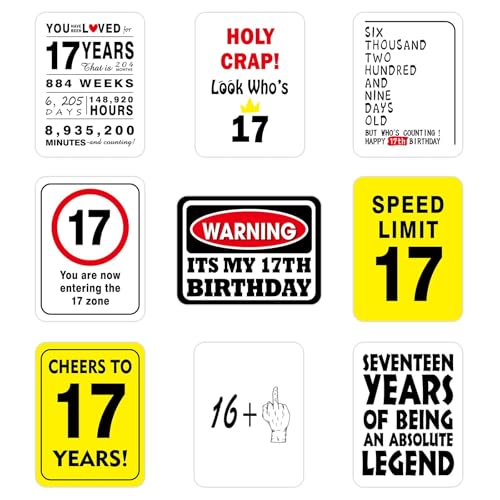 WERNNSAI 17th Birthday Party Decorations - 9PCS Wall Signs Funny Tags