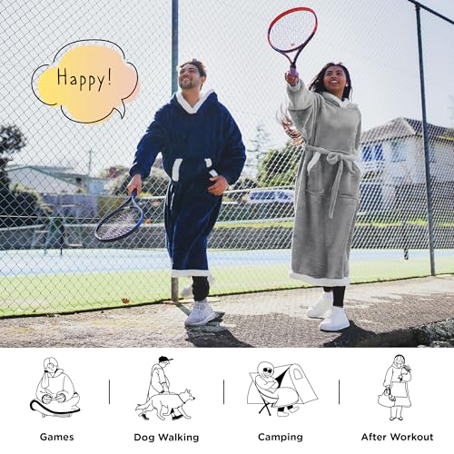 Image of Bedsure Wearable Blanket Hoodie, Cozy Long Hooded Blanket Sweatshirt as Mothers Day Hoodie Gifts for Mom Women, Small, Grey