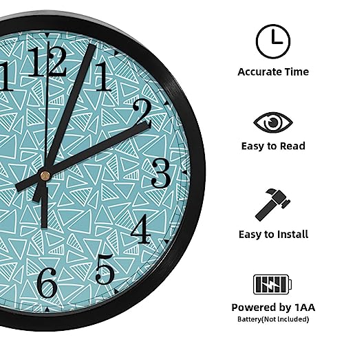 Horloge murale à quartz silencieuse haut de gamme ronde au motif géométrique bleu