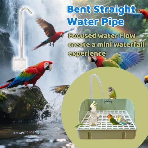 Image of Parakeet Bird Bath for Cage Indoor, Parrot Bird Shower Budgie Bath, Automatic Circulating Water Bathtub for Pet Bird, Lovebird, Cockatiel, Finches, Cockatoo, Conure (Grid-Direct)
