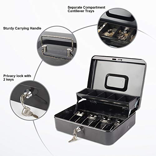 KYODOLED Locking Cash Box, XL Black