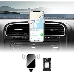Soporte Celular Volkswagen Up KUNGKIC Soporte de teléfono móvil para coche ajustable compatible con VW Volkswagen 2009-2013 Golf 6 GTI MK6 accesorio interior rotación 360° aleación de zinc ABS (plata)